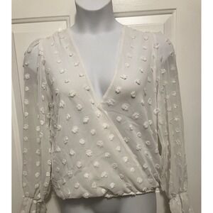 C+D+M Ivory Shirt Blouse Size M‎ Womens Ivory Cottage Core Lined Top